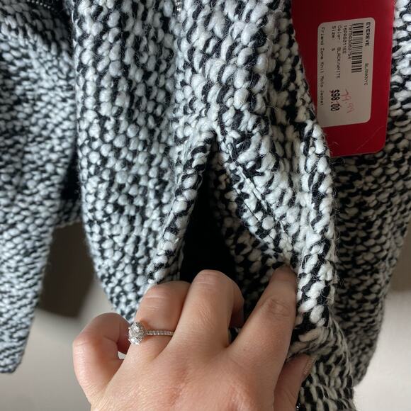 NEW Blank NYC Friend Zone Black White Knit Moto Jacket Size Small Wool Blend - Picture 5 of 9